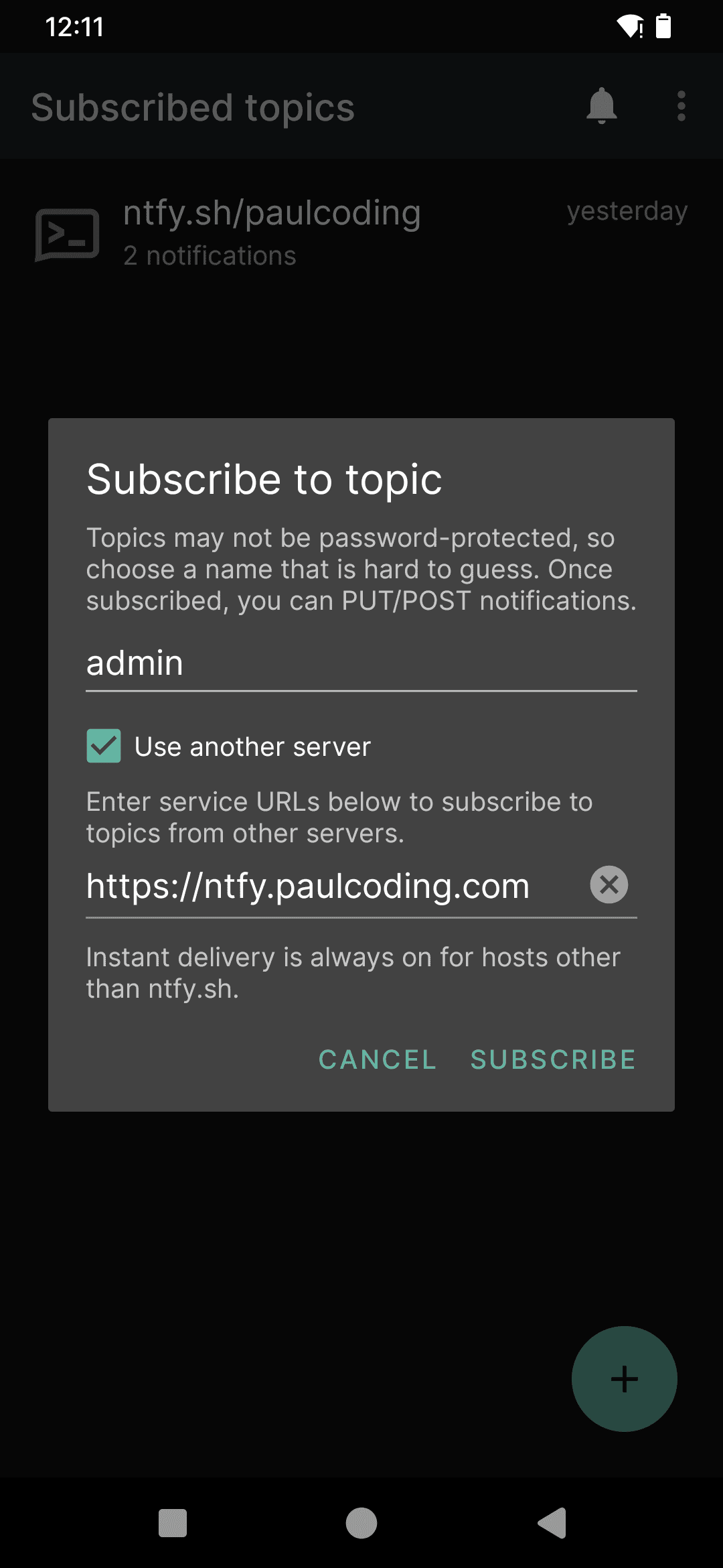 subscribe to topic