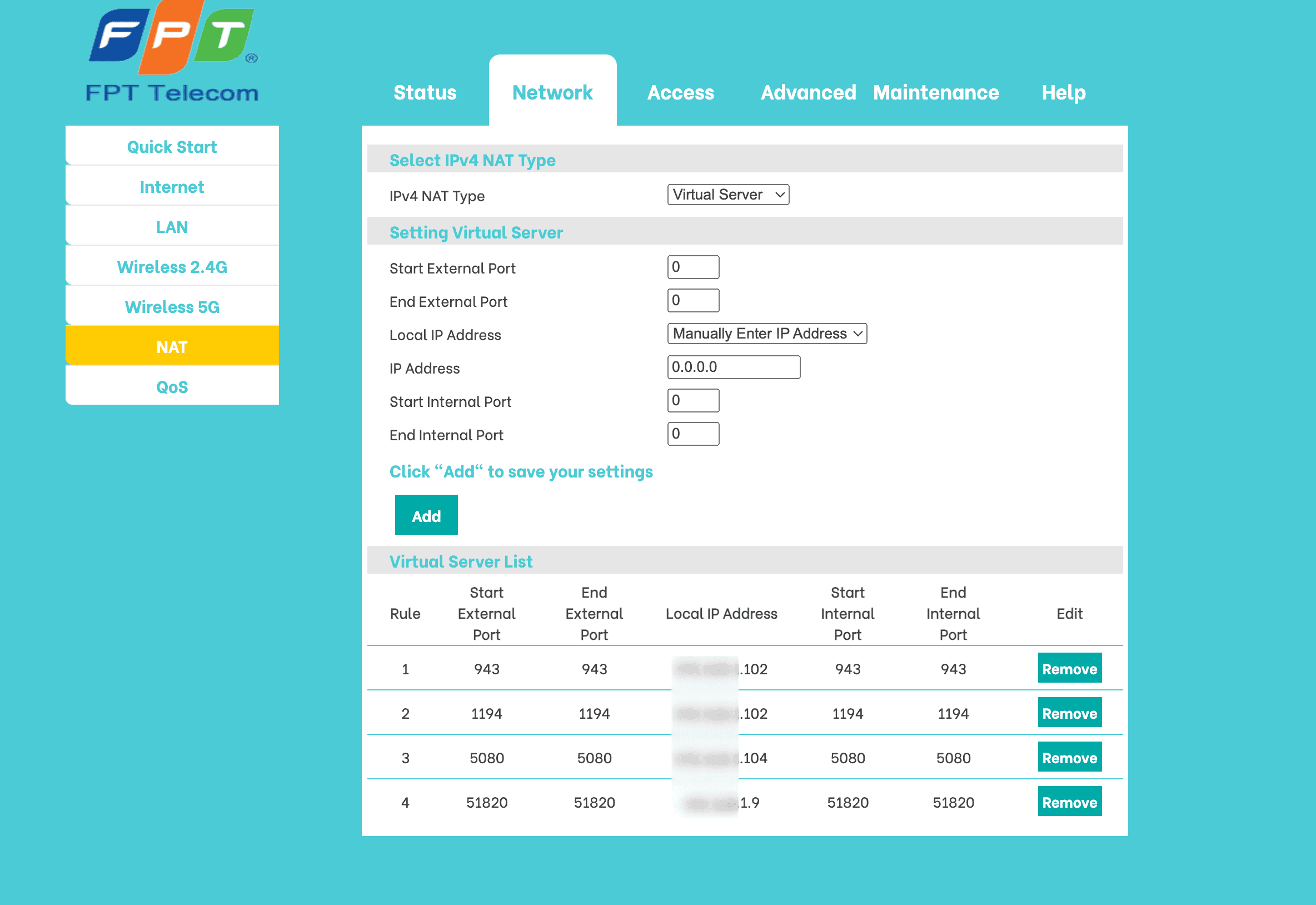 Port forwarding